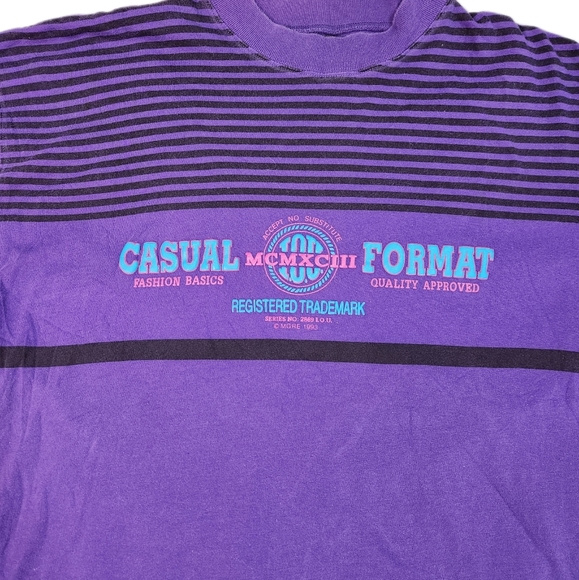 Vintage IOU T-shirt Accept No Substitute Script Logo I.O.U. Horizontal Stripes - Picture 3 of 4